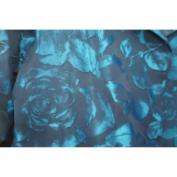 Caroline Rose NWT Navy & Turquoise Floral Jacquard Artsy Jacket Plus Size 3X - Picture 3 of 12